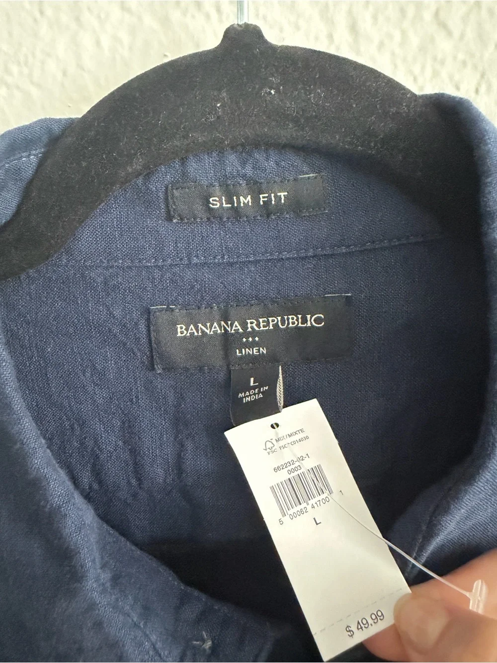 Banana Republic Men's Slim Fit 100% Linen Short-Sleeve Button-Down Shirt - NWT L